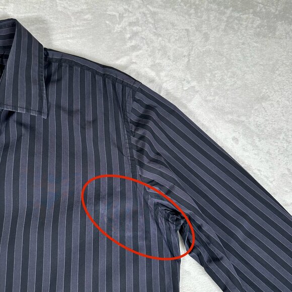 Paul Smith Shirt Men Size 17 43 Long Sleeve Striped 100% Cotton Made in Italy - Picture 7 of 11